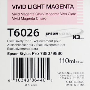 Epson T6026 (C13T602600) - Cartouche d'encre Vivid Magenta Clair 110ml