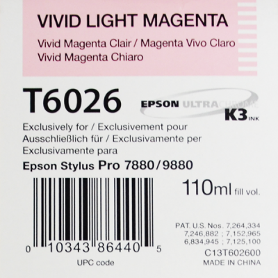 c13t602600-vivid-magenta-clair Encre Epson C13T602600 T602600 Vivid Magenta Clair 110ml